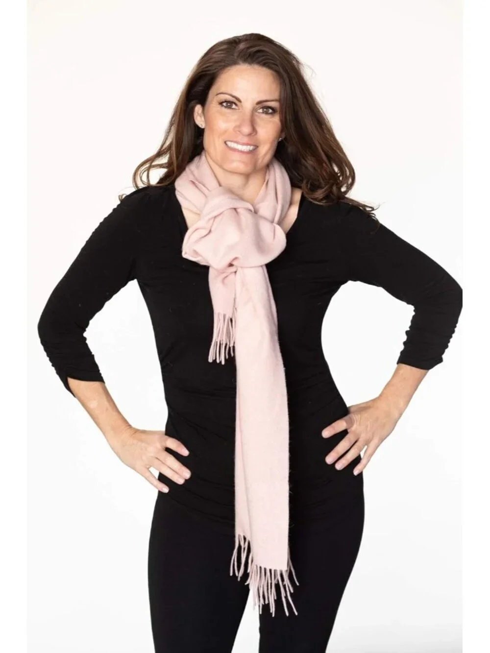Women's Baby Pink Solid Virgin Wool Warm Soft Luxurious Imported Scarf